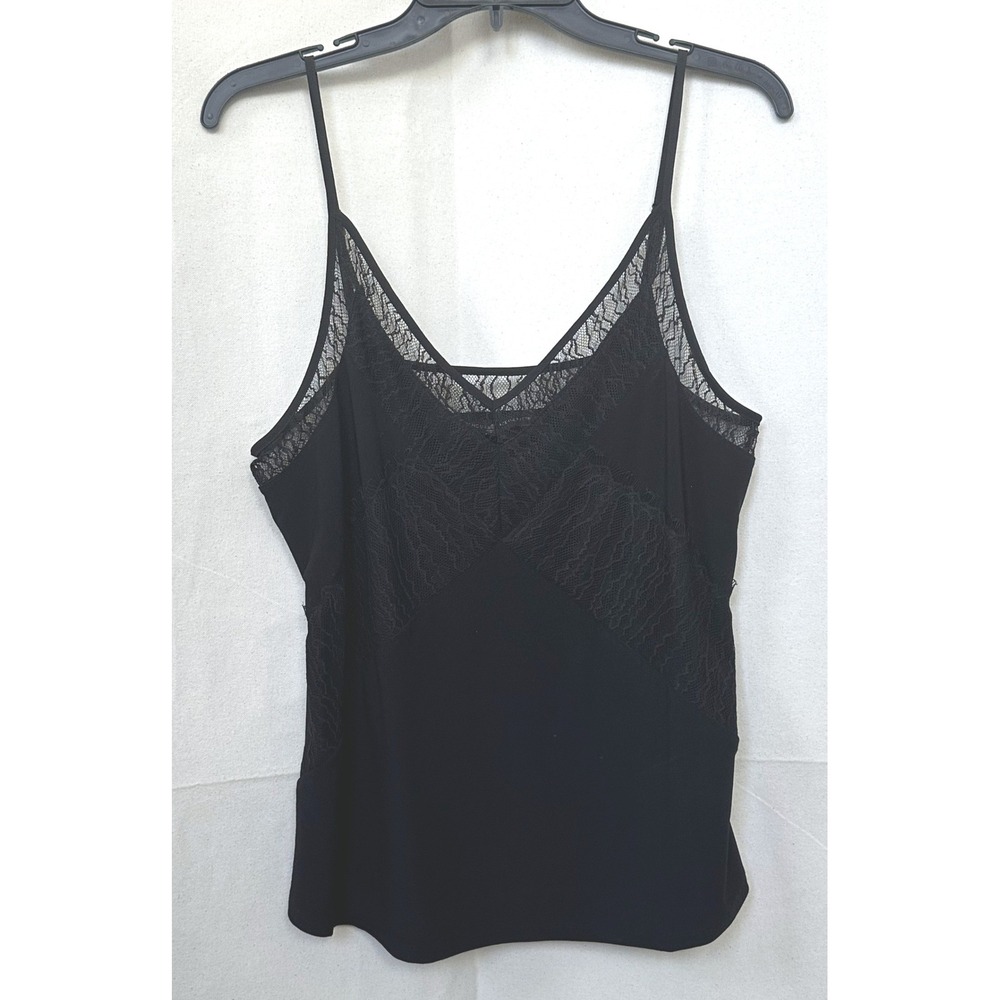 90s Y2K WHBM Whimsigoth Babydoll Black Lace Camisole Tank Top Sz M Coquette - Picture 2 of 8